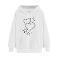 thumbnail image 2 of Oversized Hoodies for Women Graphic Heart Pullover Hooded Sweatshirt Drawstring Long Sleeve Loose Pockets Top with Hood (White L), 2 of 5
