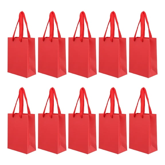 Pungan Gift Bags 10pcs Gift Paper Bags Red Gift Bags Red Paper Shopping Bags for Valentines Day(5.91"X5.51"X2.76")