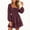 Wine, variant on Enjoytime Mini Dresses for Women Puff Long Sleeve Square Neck Ruffle Dress A Line Flowy Casual Party Dresses