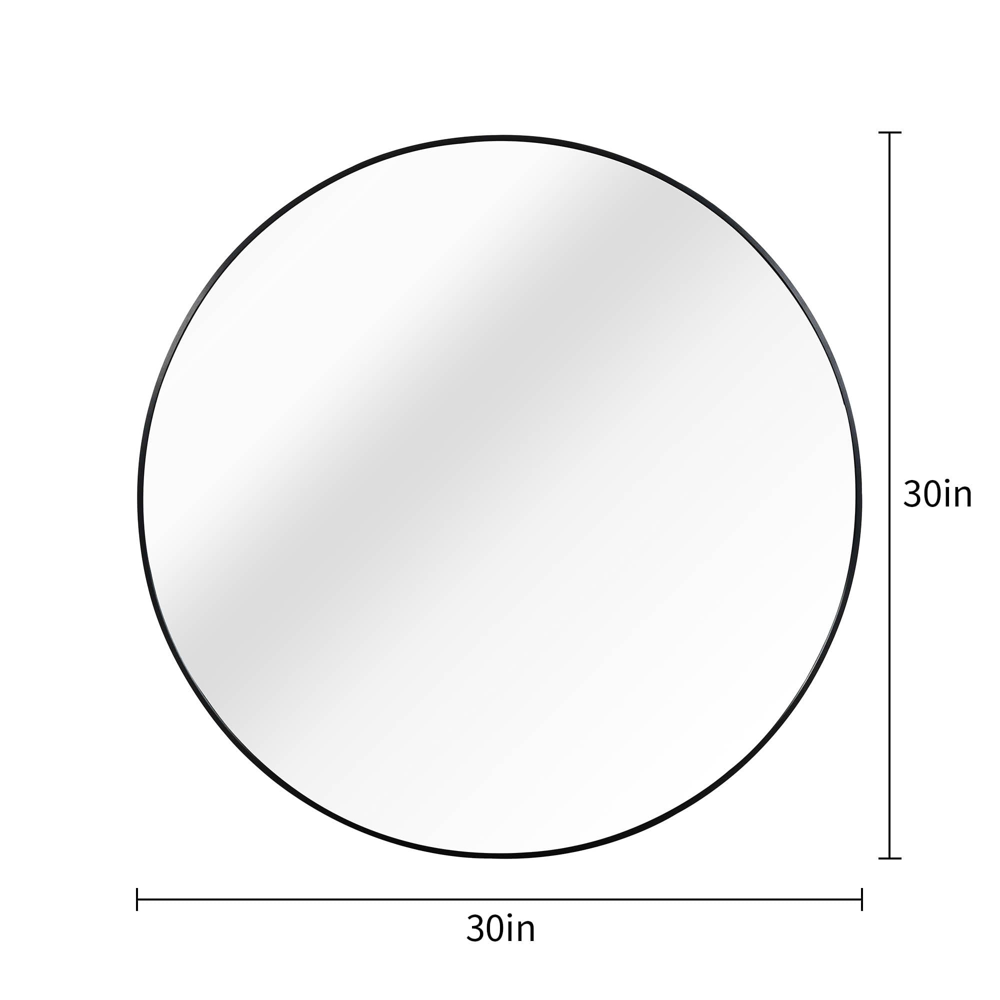 MAYEERTY 30 Inch Black Metal Framed Round Bathroom Wall Mirror, for Home Bathroom Use
