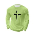 thumbnail image 4 of VBTAPA Men's Jesus Cross T Shirts Christian Religious Bible Tees Fashion Casual Long Sleeve Graphic Print Tops Big and Tall Streetwear Tees Green M, 4 of 6