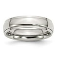 thumbnail image 1 of 6 mm Stainless Steel Ridged Edge Polished Band - Size 6.5, 1 of 1