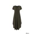 thumbnail image 2 of Spencer Women's V Neck Casual Summer Beach Long Dress Short Sleeve Split Loose Maxi Dress with Pocket(Green,S), 2 of 7