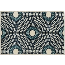 Loomaknoti Terrace Tropic Ferley 4' x 6' Abstract Indoor/Outdoor Area Rug , Blue/White