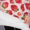 thumbnail image 3 of Oversized Wearable Blanket Hoodie,Red Strawberry Plants Fruit Pink Pattern Sherpa Blanket Hoodie with Super Pockets,Super Warm Fuzzy Pullover for Women & Men, 3 of 6