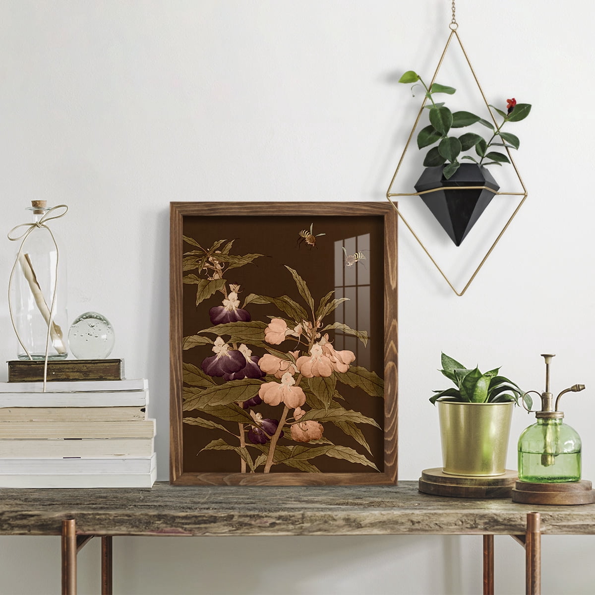 Asian Brocade IV - Framed Print w/glass - Walnut