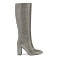 thumbnail image 2 of INC Womens Silver Rhinestone Pointed Toe Block Heel Zip-Up Heeled Boots 5.5, 2 of 4