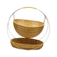 thumbnail image 1 of Cesta tejida de 2 niveles, cesta de almacenamiento tejida, cesta portátil tejida a mano, cesta de frutas de imitación de ratán para playa, hogar, beige grande, 1 of 8