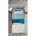 thumbnail image 3 of Ambesonne Scenery Quilted Bedspread Set 2 Pcs, Santorini Island Greece, Twin Size, Turquoise and White, 3 of 3
