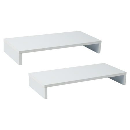 UPC: 0887530084287 | Mind Reader Monitor Stand  Keyboard Storage  Desktop Organizer  Riser  Office  21 L x 9.5 W x 3.25 H  Set of 2  White
