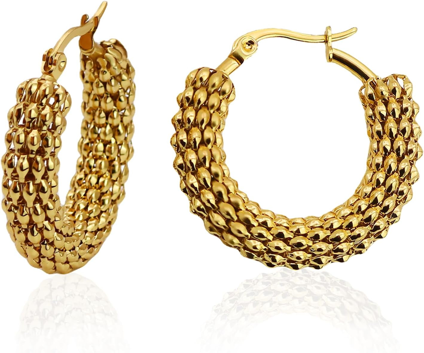 Gold Professional Plated Earrings for Women - hypoallergenic Gold Hoop Earrings Hollow Flake lightweight gold hoops[x639]