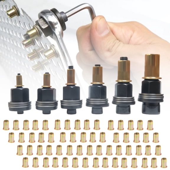 Heavy Duty 66Pcs Carbon Steel Rivet Nut 3mm -10mm Threaded Fasteners Quick Install for Stable Mechanical Connection