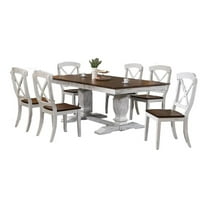7-Pc Wood Dining Set in Cocoa Brown/Cotton White