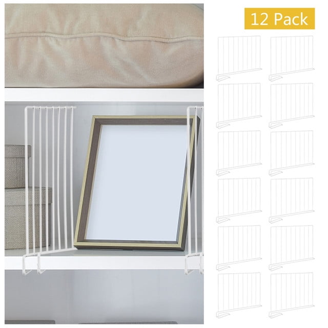 12 Pack Shelf Dividers Wire Shelf Closet Storage Organizers White