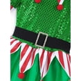 thumbnail image 6 of iiniim Girls Christmas Elf Costume Puff Sleeve Dancewear Sequined Tutu Dress with Hat Set Green 4, 6 of 7