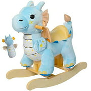 Baby Rocking Horse,Blue Pterodactylus, Kid Ride on Toy for 1-3 Year Old, Infant (Boy&Girl) Plush Animal Rocker, Toddler Child Stuffed Ride Toy for Outdoor&Indoor, Nursery Child Bir
