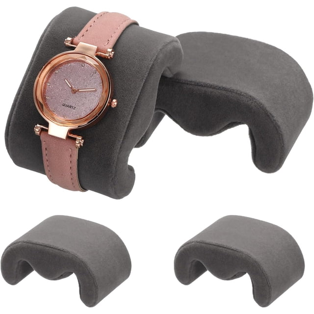 4pcs Watch Case Pillows, M Shaped Display Pillow Velvet Cushion Replacement for Bracelet Storage Gray