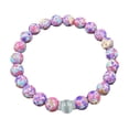 thumbnail image 2 of Pulsera de cuentas de piedra natural, morada y turquesa, elástica y extensible, con grano gris Pulsera elástica de yoga, 2 of 6
