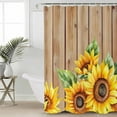 thumbnail image 2 of 60x72 Inch Shower Curtains for Bathroom Sunflower Fabric Bath Curtain Decor Brown Vintage Wooden Yellow Floral Botany Waterproof Restroom Curtains Shower Set Accessories with 12 Hooks 60 Inch, 2 of 6
