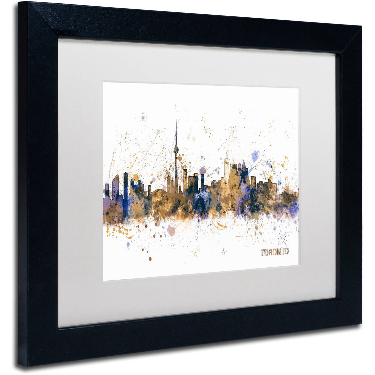 Trademark Fine Art "Toronto Canada Skyline Purple" Canvas Art by Michael Tompsett, White Matte, Black Frame