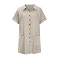 thumbnail image 5 of JSheng Womens Casual Shirt Dress Button Shirt Dress Loose Turndown Collar Short Sleeve Dresses with Pockets Beige XL, 5 of 5