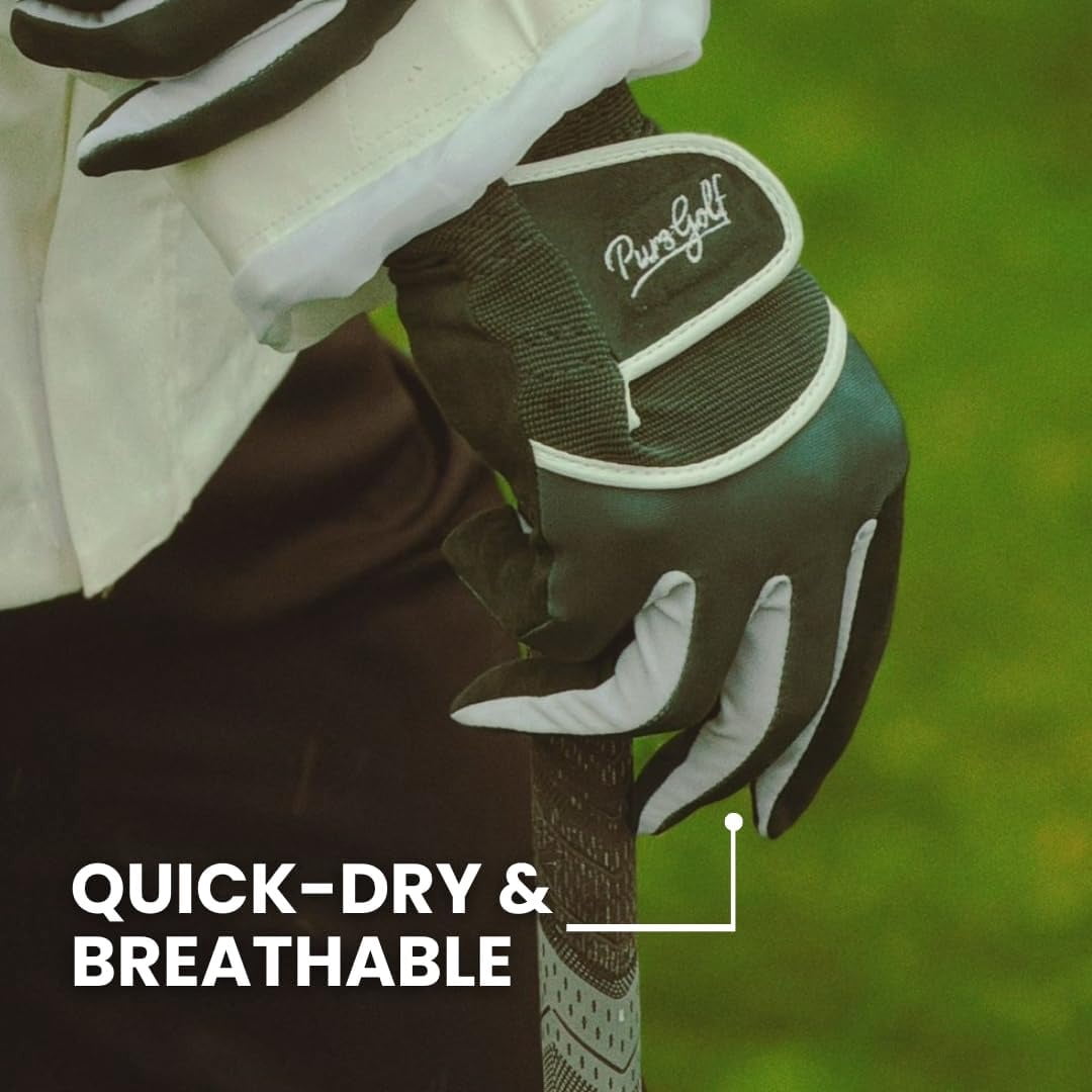 PUR3 Rain Golf Gloves Men & Women | Ball Marker Included | Waterproof Golf Rain Gloves | All Weather and Sweat Control | Pair Both Hands