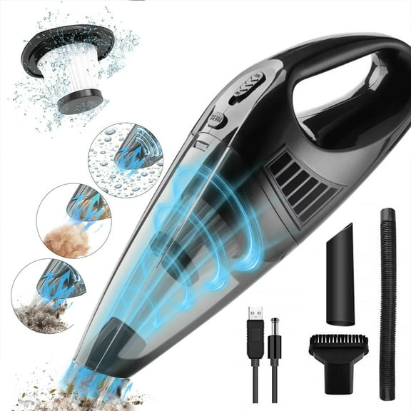 PRAXO Portable Car Vacuum Cleaner, High Power Cordless Handheld Vacuum For Car, Rechargeable Wet Dry Hand Held duster for Detailing and Cleaning Car Interior Home Car Dual Purpose (Black)