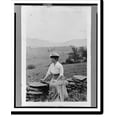 thumbnail image 2 of Historic Framed Print, [Dr. Clara Barrus seated on stone fence at Woodchuck Lodge], 17-7/8" x 21-7/8", 2 of 9
