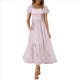 thumbnail image 2 of Vestido Veraniego Midi de Corte A, Holgado, con Escote Cuadrado y Mangas Abullonadas, Estilo Bohemio, con Bolsillos, Estilo 2 L, 2 of 8