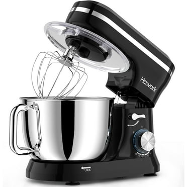 HOWORK Electric Stand Mixer,10 p Speeds With 6.5QT Stainless Steel Bowl,Dough Hook, Wire Whip & Beater,for Most Home Cooks, Black