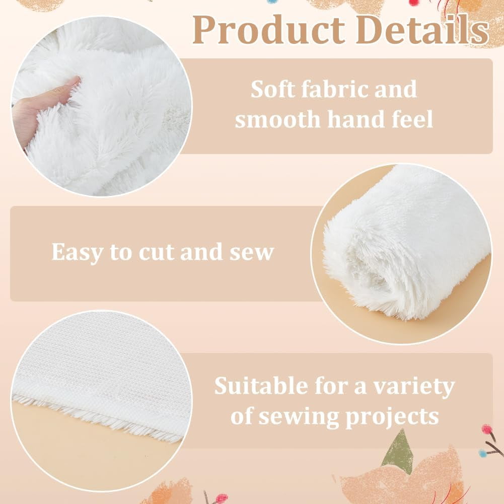 1 Yard x 61 Inch White Fur Fabric Plush Fabric Christmas Craft Fur Fluffy Fur Fabric Fuzzy Fabric for DIY Crafts Christmas Winter Costume Cosplay Gnome Pillow Sewing 3/4 inch Pile