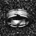 thumbnail image 4 of 8mm Men's Silver Wedding Band Tungsten Rings Inlaid with Checkered Pattern Beveled Edges, 4 of 5