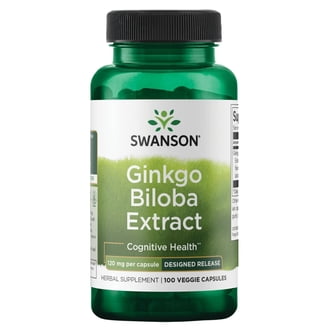 Ginkgo Biloba Swanson 24% – 60mg Par Gélule – Boîte De 120 Capsules – Complément Alimentaire Neuf