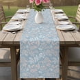 thumbnail image 4 of Gray Blue Dandelion Table Runner - 60 Inch Long Spring Flowers Modern Minimalist Cotton and Linen Blended Dress Scarves Farmhouse Table Runner for Kitchen Dining, Coffee Table, 13" x 60", 4 of 8