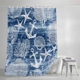 thumbnail image 3 of Navy Blue Coastal Shower Curtains for Bathroom, Nautical Anchor Summer Beach Starfish Waterproof Fabric Shower Curtain, Decorative Bathroom Curtain for Bathtub, 36"x72" , No Hooks Included, 3 of 9