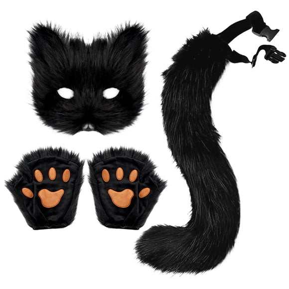 Festive : Deluxe Set Realistic Furry Gloves & Tail For And Festive Fun