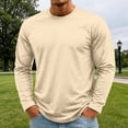 thumbnail image 5 of OIOLOYJM Mens Long Sleeve T Shirts Cotton Casual Basic Crew Neck Stretch Workout Running T-Shirt Soft Breathable Athletic Work Office Pullover Yellow L, 5 of 5