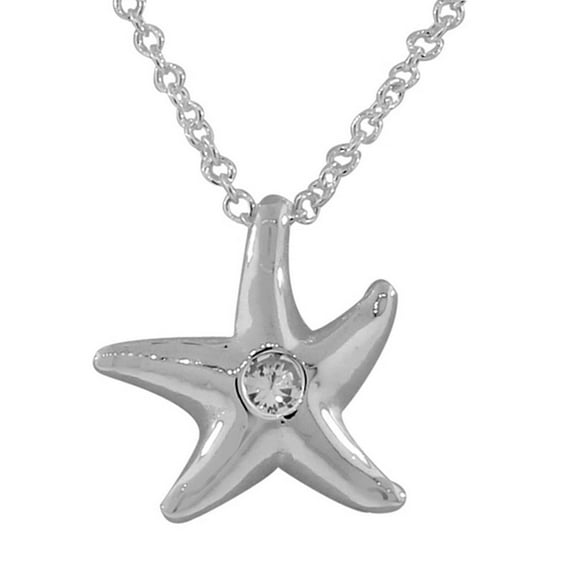 925 Sterling Silver Starfish White CZ Womens Pendant Necklace with Chain