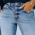thumbnail image 6 of Ripped Jeans for Women Mid Waisted Stretch Destroyed Skinny Classic Denim Leggings Pants Trousers for Women, 6 of 7