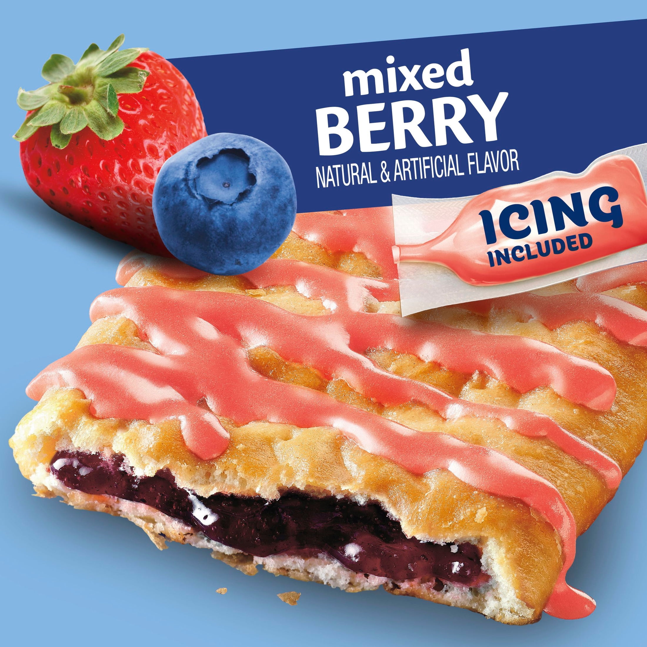 Pillsbury Toaster Strudel Mixed Berry Frozen Pastries with Strawberry Icing, 6 Ct, 11.7 oz