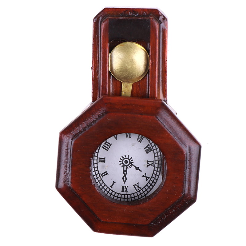 1/12 Dollhouse Miniature Vintage Wooden Red Clock Furniature Accessories.RZ 