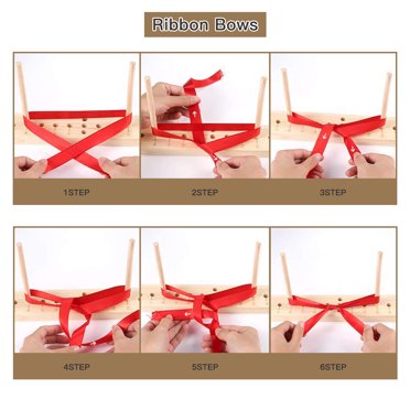 EXCEART Wooden Bow Maker Tool - Extended Ribbon Bow Crafting Kit For Wreaths & Decor