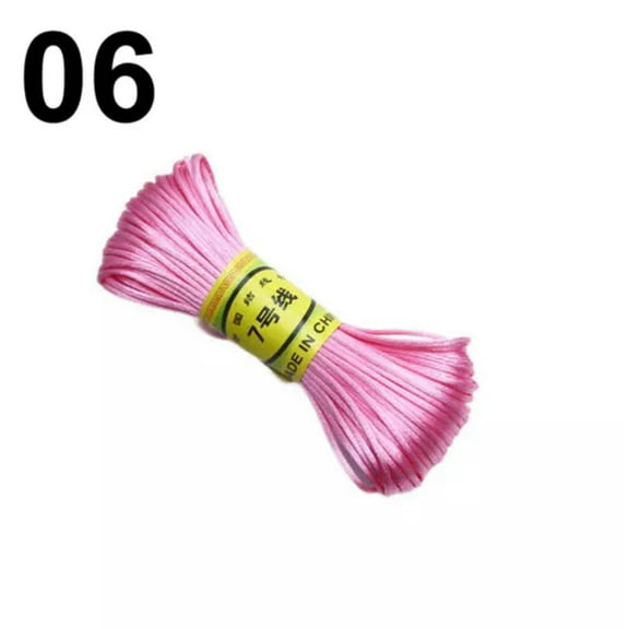 U8MO 20 Meter 1.5mm Braided Macrame Satin Silk Cord Chinese Knot Nylon Rattail Thread-6# Pink