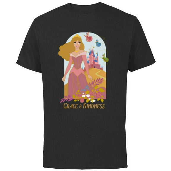 Disney Sleeping Beauty 65th Anniversary Grace & Kindness - Short Sleeve Cotton T-Shirt for Adults - Customized-Black