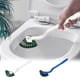thumbnail image 1 of Cepillo de inodoro con cerdas de plástico - Herramienta de limpieza de baño de mango largo, limpiador moderno compacto para tazas, blanco y azul, 13,77 pulgadas, 1 of 6
