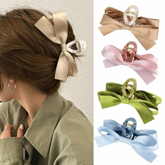 4 PCS Non-Slip Bow Hair Clips, Velvet Grip & Chic Knot Design, Claw Clips for Thin to Thick Hair, All-Season Accessory