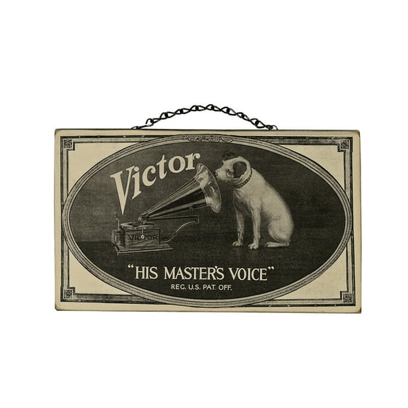 Vintage Wooden Victor Phonograph Dog Ad Wall Sign Retro Home Bar Man Cave Decor Hanging Plaque