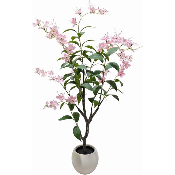 4Ft Indoor Artificial Trees for Home Decor, Outdoor Pink Fake Flowers, Fake Plants, Bonsai Tree, Model Trees, Faux Tree for Living Room Bedroom Study Office Hotel Lobby Wedding Decor Commercial