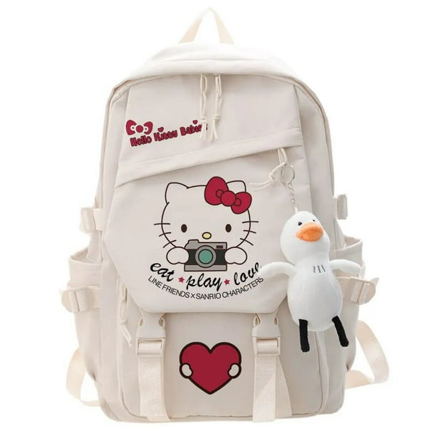 Mochila de gran capacidad Y2k de Hello Kitty, bolso escolar Kawaii Sanrio para estudiantes, bolso de mano de dibujos animados para niños y niñas, regalos colgantes