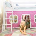 thumbnail image 3 of Max & Lily Twin Loft Bed, Wooden Low loft Bunk beds for Kids with Slide and Pink Curtain, White, 3 of 4